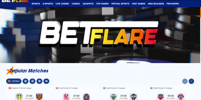 BetFlare websted forhåndsvisning