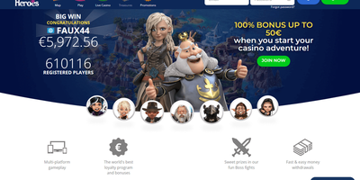 Casino Heroes webbplatsförhandsvisning