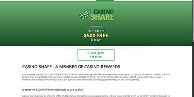 Casino Share nettsted forhåndsvisning