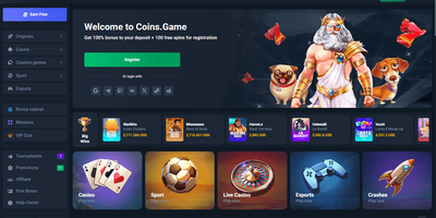 Coins.Game websted forhåndsvisning