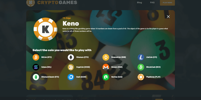 Crypto Games nettsted forhåndsvisning