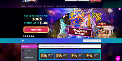 EddyVegas websted forhåndsvisning