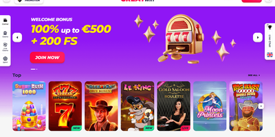 GreatWin websted forhåndsvisning