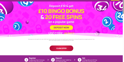 Hunky Bingo nettsted forhåndsvisning