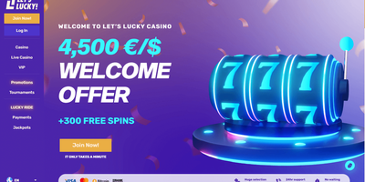 LetsLucky websted forhåndsvisning