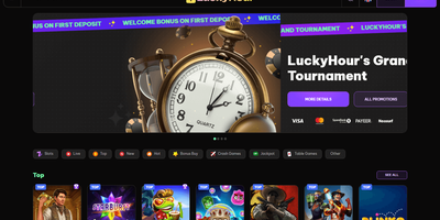 LuckyHour nettsted forhåndsvisning