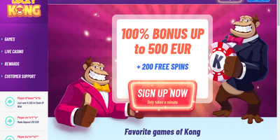 LuckyKong predogled spletnega mesta