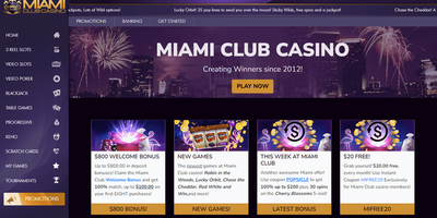 Miami Club webbplatsförhandsvisning