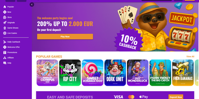 PartySpins nettsted forhåndsvisning