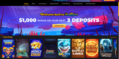 ReefSpins nettsted forhåndsvisning