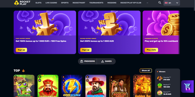 معاينة RocketPlay للموقع