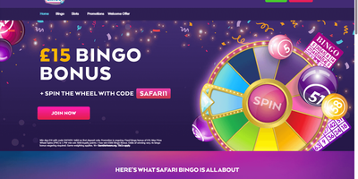 Safari Bingo webbplatsförhandsvisning