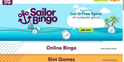 Sailor Bingo nettsted forhåndsvisning