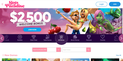 معاينة Slots Paradise للموقع