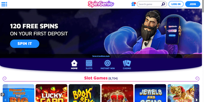 SpinGenie websted forhåndsvisning
