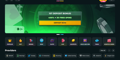 Spins House websted forhåndsvisning