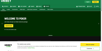 Unibet nettsted forhåndsvisning