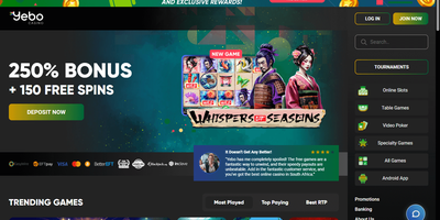 Yebo websted forhåndsvisning